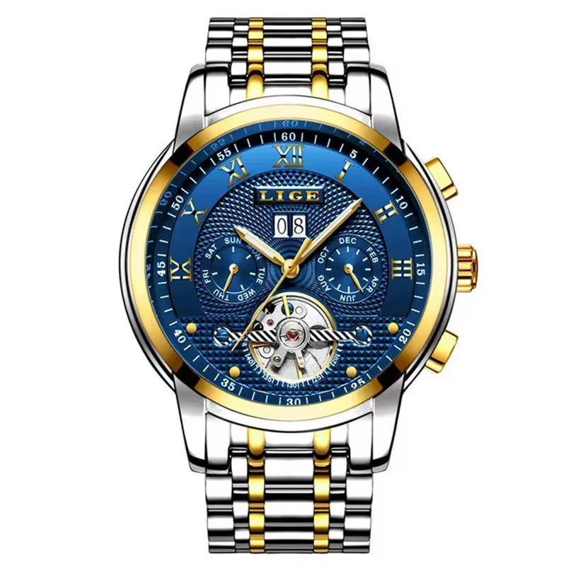 Mens Watches Fashion Top Brand Luxury Business Automatic Mechanical Watch Men Casual Waterproof Watch Relogio Masculino+Box