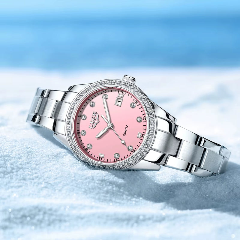Women Watches Fashion Simple Silver Stainless Steel Ladies Watch Waterproof Quarzt Wristwatch Diamond Watch Girlfriend Gift