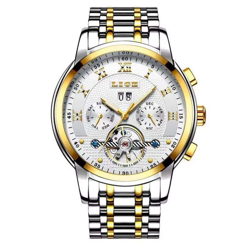 Mens Watches Fashion Top Brand Luxury Business Automatic Mechanical Watch Men Casual Waterproof Watch Relogio Masculino+Box