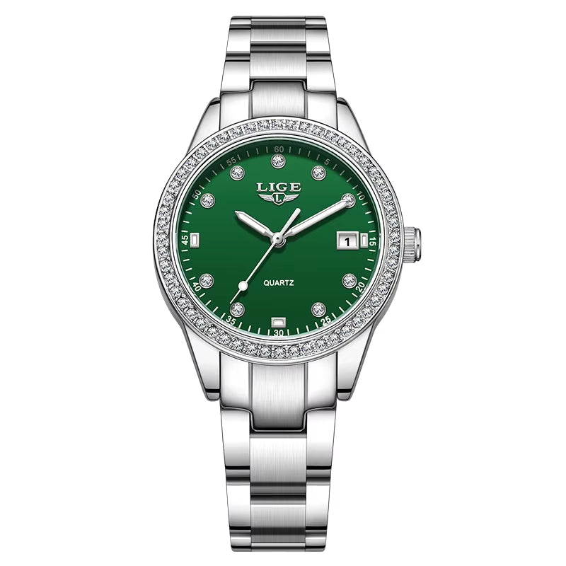 Women Watches Fashion Simple Silver Stainless Steel Ladies Watch Waterproof Quarzt Wristwatch Diamond Watch Girlfriend Gift
