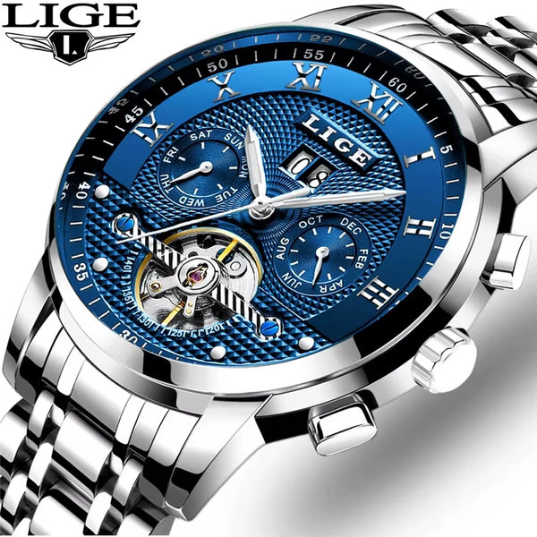 Mens Watches Fashion Top Brand Luxury Business Automatic Mechanical Watch Men Casual Waterproof Watch Relogio Masculino+Box