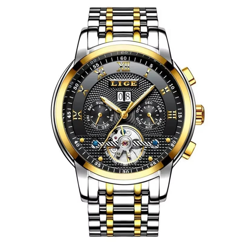 Mens Watches Fashion Top Brand Luxury Business Automatic Mechanical Watch Men Casual Waterproof Watch Relogio Masculino+Box
