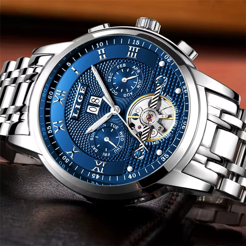 Mens Watches Fashion Top Brand Luxury Business Automatic Mechanical Watch Men Casual Waterproof Watch Relogio Masculino+Box