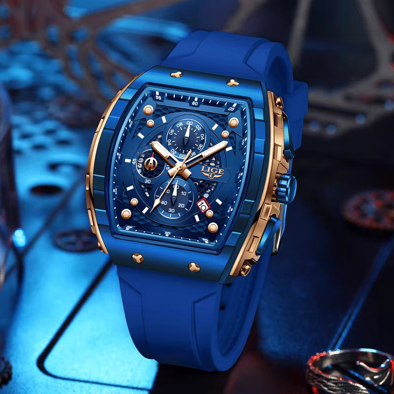 Top Brand Men'S Watches Luxury Square Quartz Wristwatch Waterproof Luminous Chronograph Watch for Men Date Clock