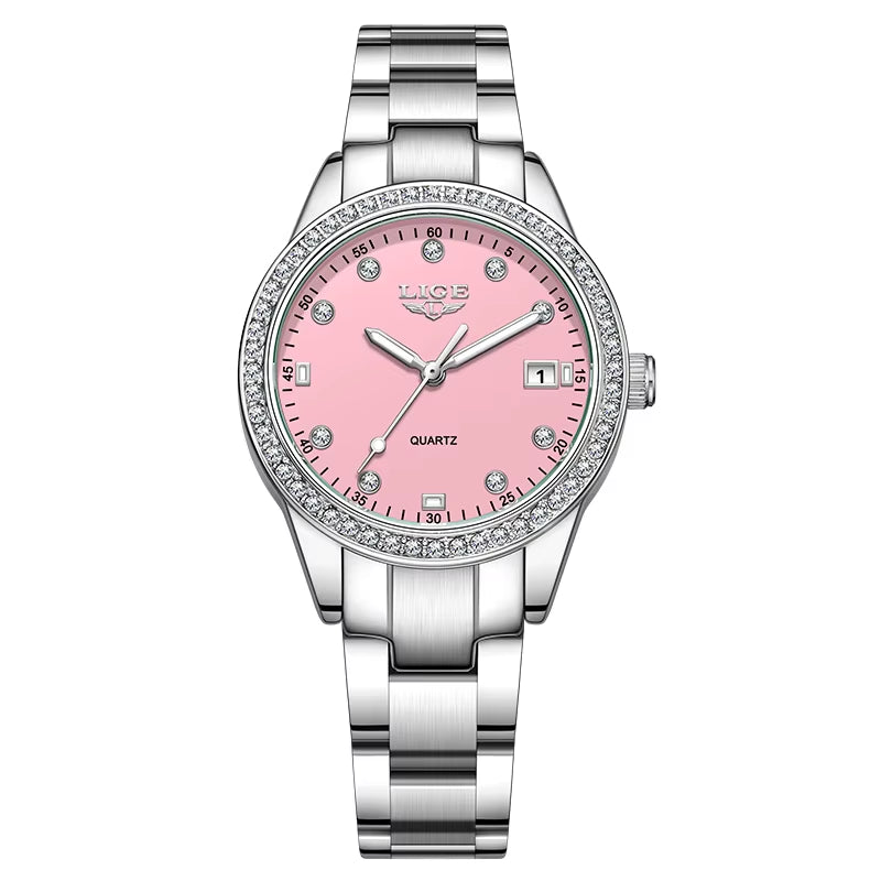 Women Watches Fashion Simple Silver Stainless Steel Ladies Watch Waterproof Quarzt Wristwatch Diamond Watch Girlfriend Gift