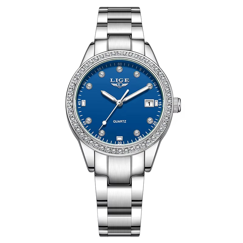 Women Watches Fashion Simple Silver Stainless Steel Ladies Watch Waterproof Quarzt Wristwatch Diamond Watch Girlfriend Gift